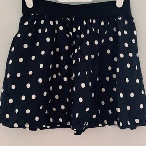 Navy and white polka dot skirt
